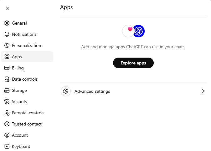 Setări – Apps – Advanced settings