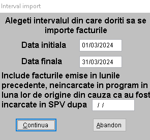 Interval de import