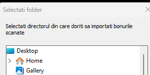 Alegerea folderului cu bonuri scanate