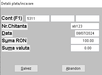 Fereastra cont plată