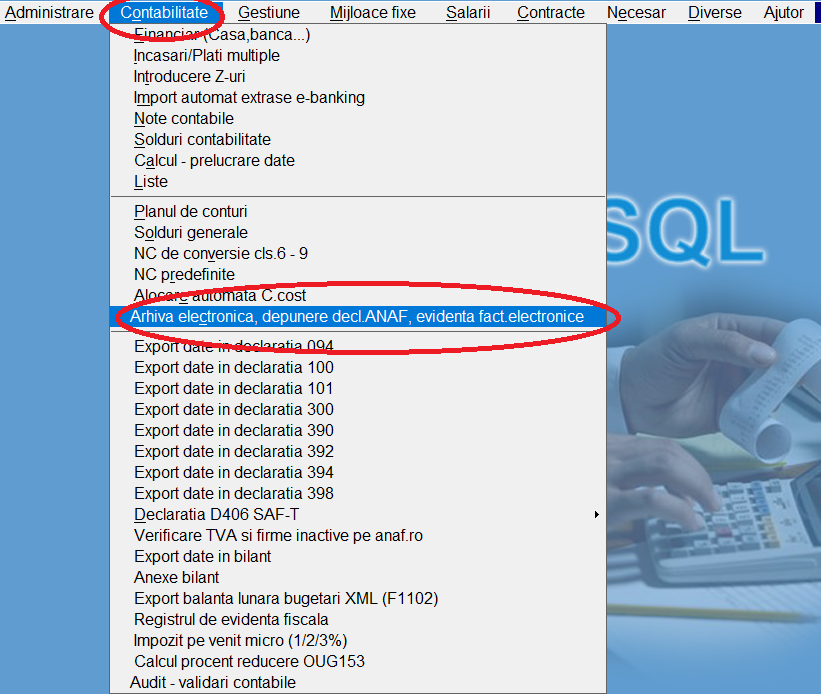 Meniul Arhivă electronică