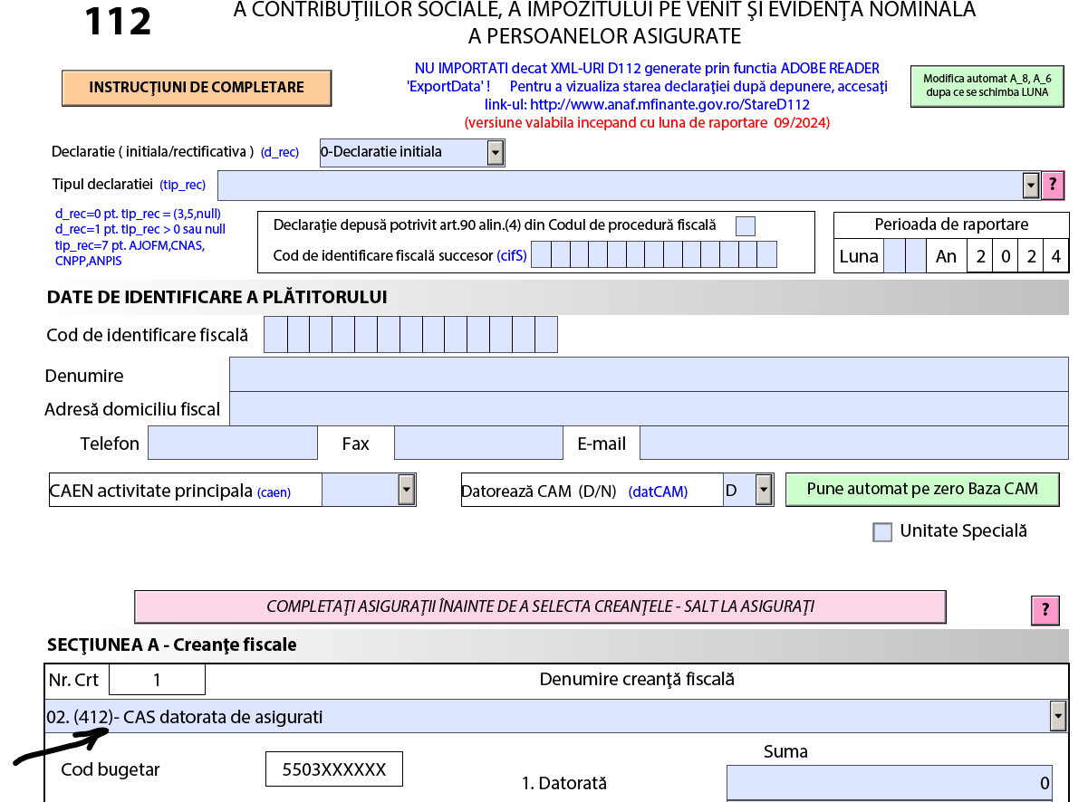 Coduri taxe și impozite - D112