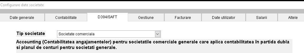 Date societate - tipul societății