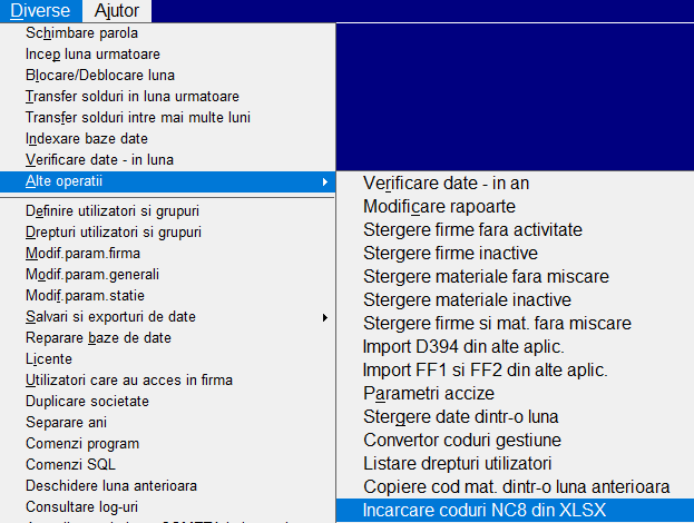 Import coduri NC8 din XLSX