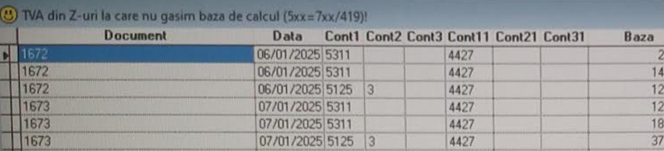 Mesaj TVA din Z-uri fără bază de calcul